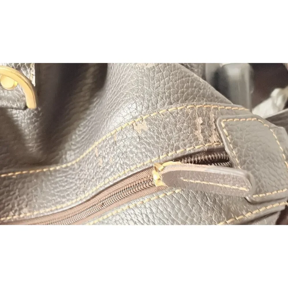 Brooks Brothers Brown Pebble Grain Leather Rolling Duffle